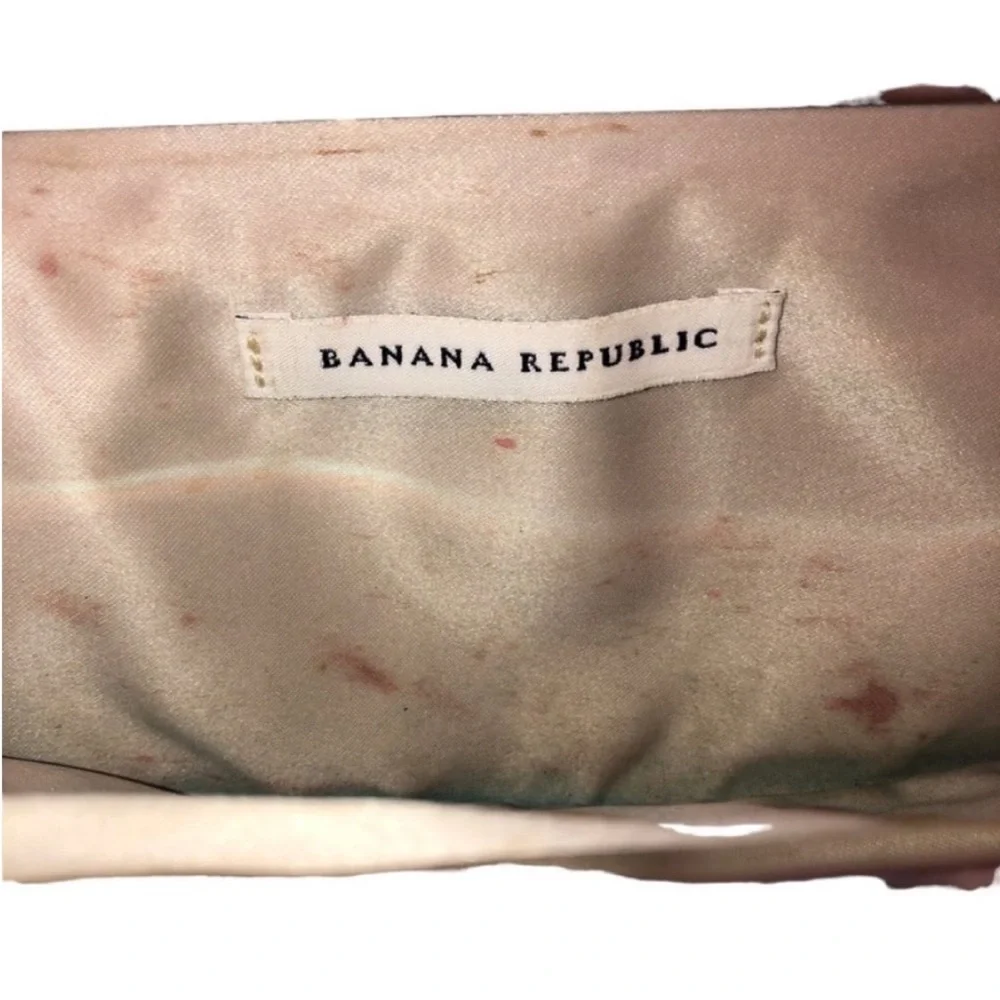 Banana Republic ivory brown python snakeskin clutch bag  lining stained